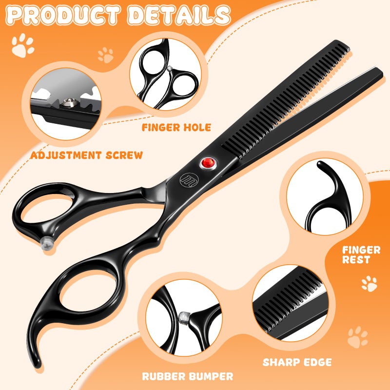 Moontay Professional Dog Grooming Scissors Set, 7 Inch/8 Inch Pet Grooming Scissors Chunkers Shears for Dog, Curved Dog Grooming Scissors, Thinning Shears for Dog with Grooming Comb - Image 4
